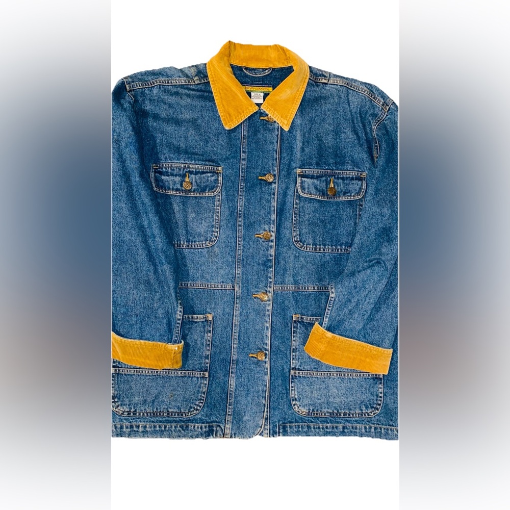 Bryn Connelly 90’s Denim Jacket with Yellow Corduroy Accents